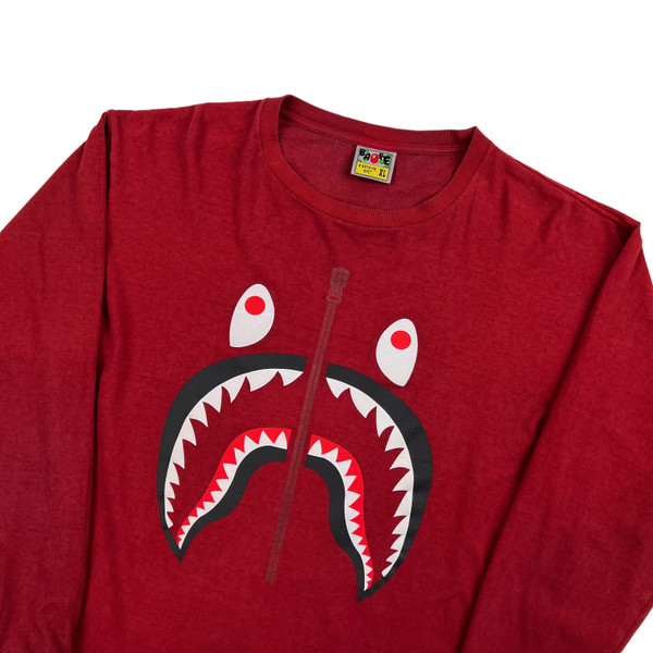 Bape Red Shark Long Sleeve T Shirt