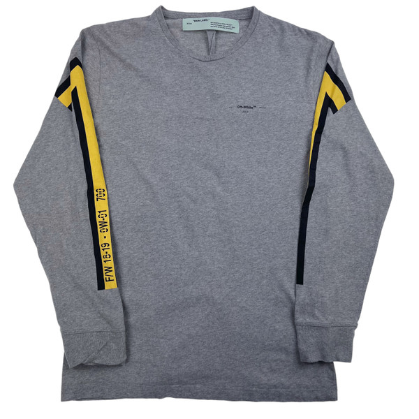 Off-White Yellow Arrows Grey Long Sleeve T Shirt
