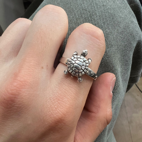 Sterling Silver Turtle Design Ring 