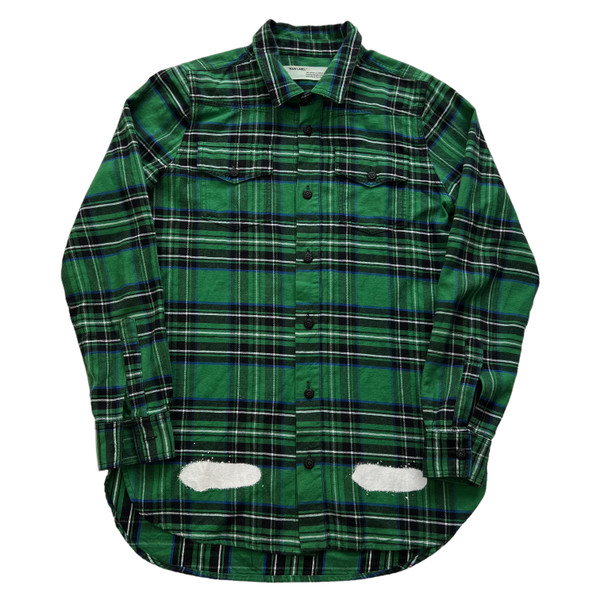 Off-White Spray Green Plaid Shirt 