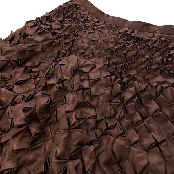 Issey Miyake Sample Brown Abstract Pleat Silk Skirt