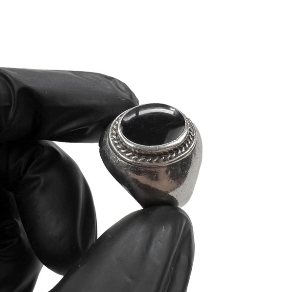 Sterling Silver Cabochon Onyx Signet Ring