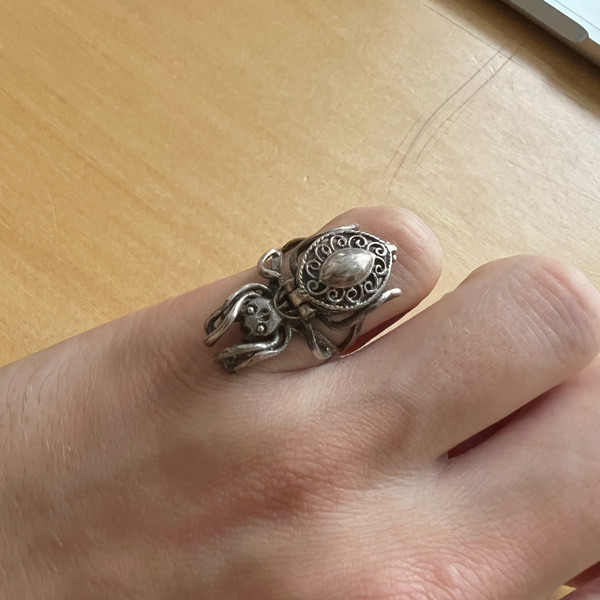 Sterling Silver Spider Locket Ring 
