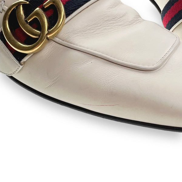 Gucci Cream Leather Web GG Loafers 