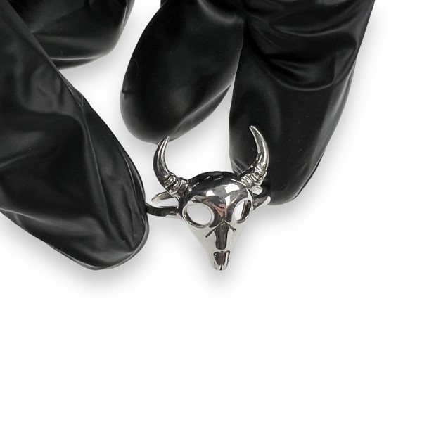 Sterling Silver Cattle Skull Ring