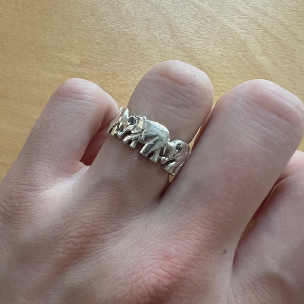 Sterling Silver Elephant Band Ring 