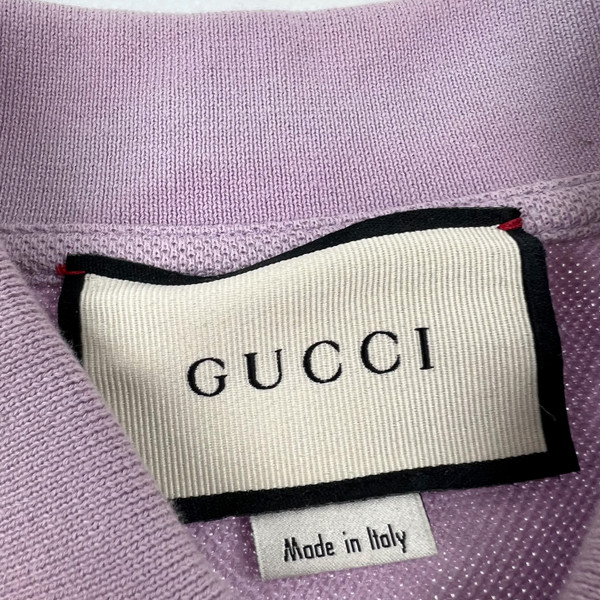 Gucci Cat Embroidered Lilac Polo Shirt 