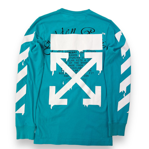 Off-White Dripping Arrows Teal Long Sleeve T Shirt 
