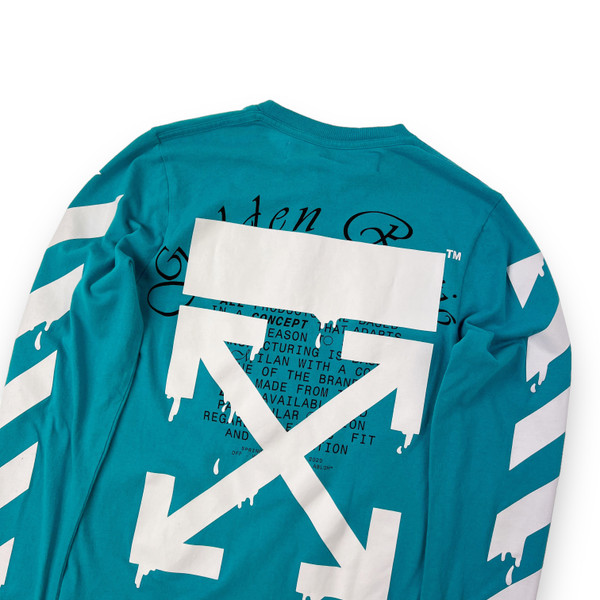 Off-White Dripping Arrows Teal Long Sleeve T Shirt 