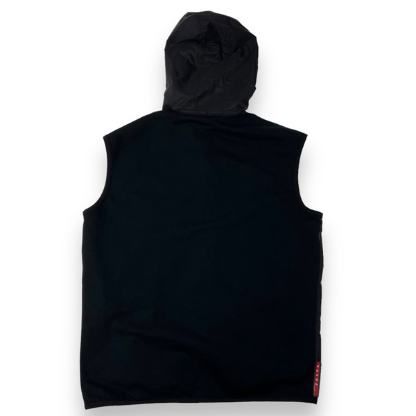 Prada Black Nylon / Cotton Hybrid Hooded Vest 