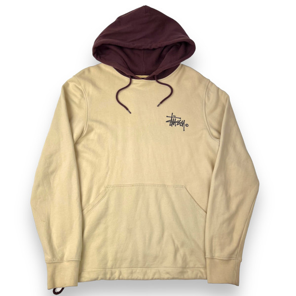 Stussy Cream & Burgundy Two Tone Hoodie