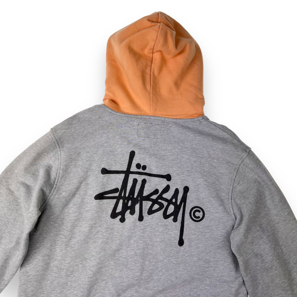 Stussy Grey & Orange Two Tone Hoodie 