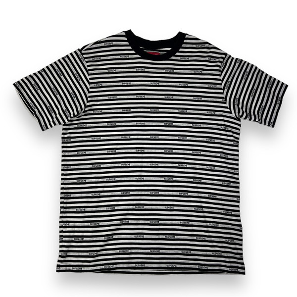 Supreme Black & White Striped T Shirt 