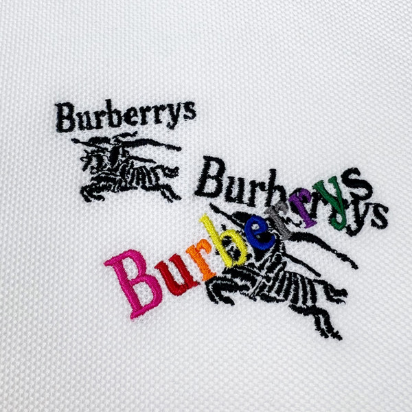 Burberry White Embroidered Logo Polo Shirt