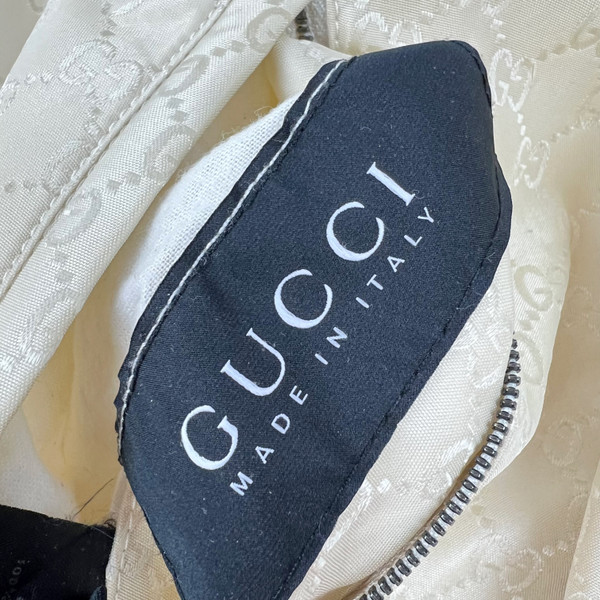 Gucci Cream Monogram Reversible Bomber Jacket 
