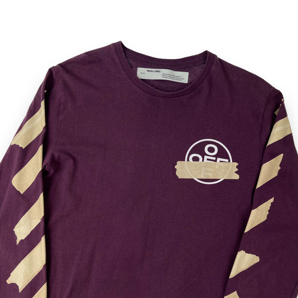 Off-White Tape Arrows Burgundy Long Sleeve T Shirt 