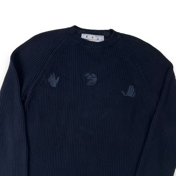 Off-White Hand Embroidered Navy Sweater 
