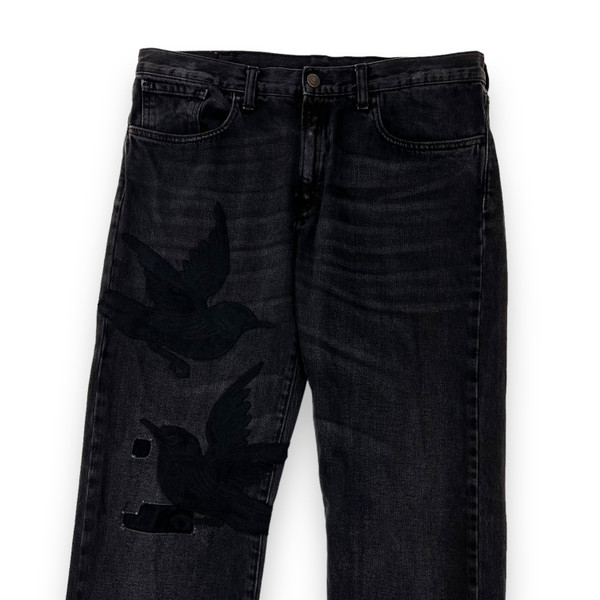 Gucci Birds Applique Black Denim Jeans