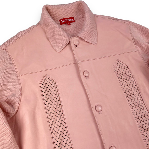 Supreme FW17 Pink Leather Knit Sweater