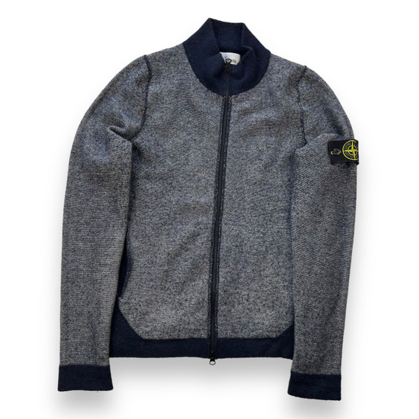 Stone Island Grey & Navy Full Zip Sweater 