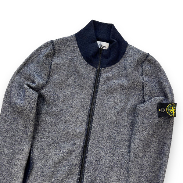 Stone Island Grey & Navy Full Zip Sweater 