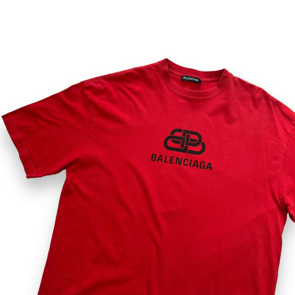 Balenciaga BB Logo Red T Shirt 