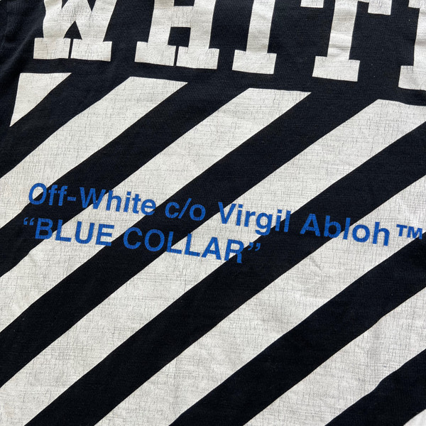 Off-White Blue Collar Diagonal Long Sleeve T Shirt 