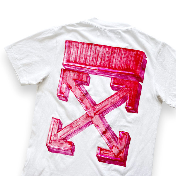 Off-White Pink Marker Arrows White T Shirt 