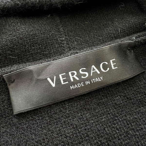 Versace Intarsia Wool & Cashmere Knit Black Hoodie