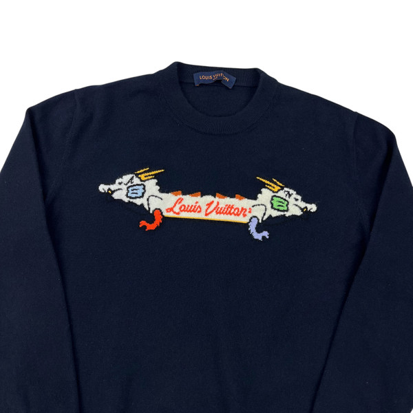 Louis Vuitton x Nigo Dragon Intarsia Jacquard Sweater Navy