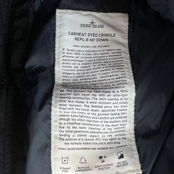 Stone Island Garment Dyed Crinkle Reps R-NY Down Navy Gilet 