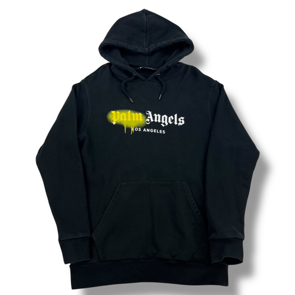 Palm Angels Yellow Spray Logo Hoodie 