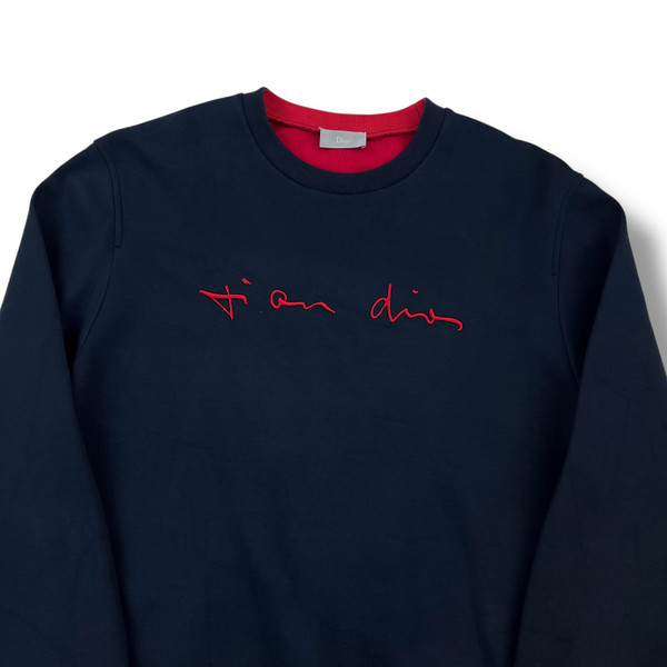 Dior Script Embroidered Navy Sweatshirt 