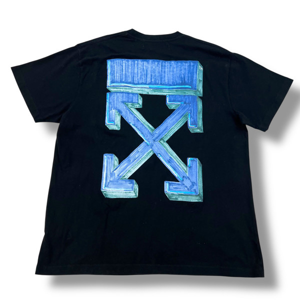 Off-White Blue Marker Arrows Black Tee Shirt