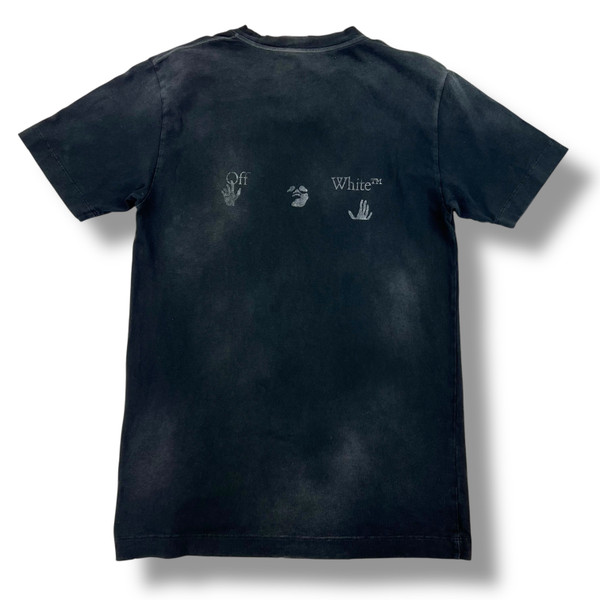 Off-White Hand Print Distressed Grey T Shirt 