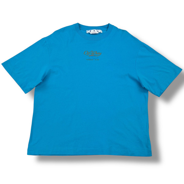 Off-White Blue Script Logo Opp Over Skate T Shirt