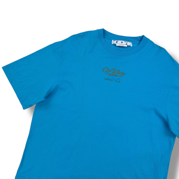 Off-White Blue Script Logo Opp Over Skate T Shirt