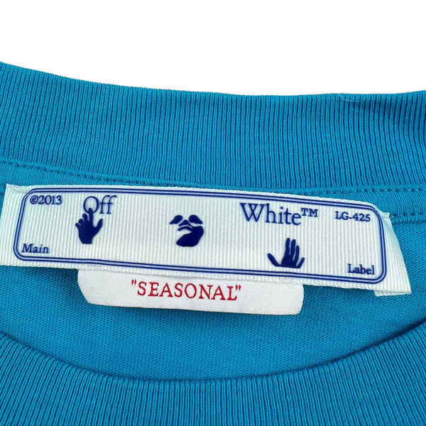 Off-White Blue Script Logo Opp Over Skate T Shirt