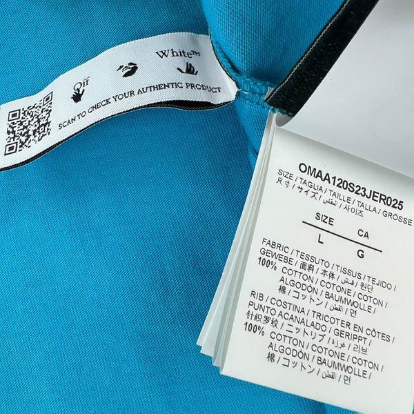 Off-White Blue Script Logo Opp Over Skate T Shirt