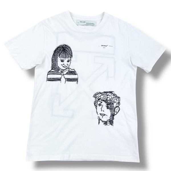 Off-White Faces Embroidered White T Shirt 