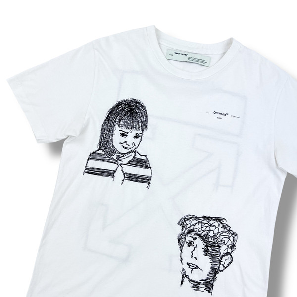 Off-White Faces Embroidered White T Shirt 