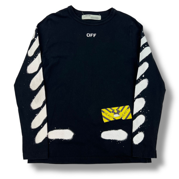Off-White Spray Diagonal Black Long Sleeve T Shirt 