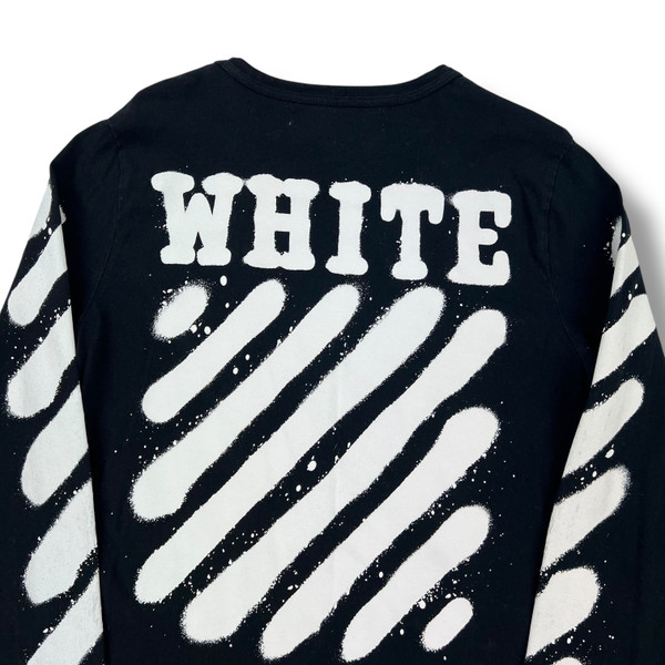 Off-White Spray Diagonal Black Long Sleeve T Shirt 