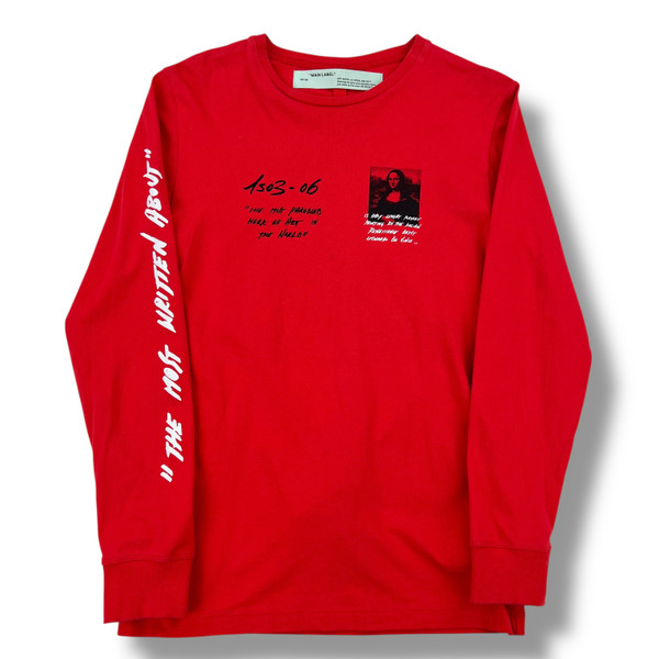 Off-White Mona Lisa Red Long Sleeve T Shirt 