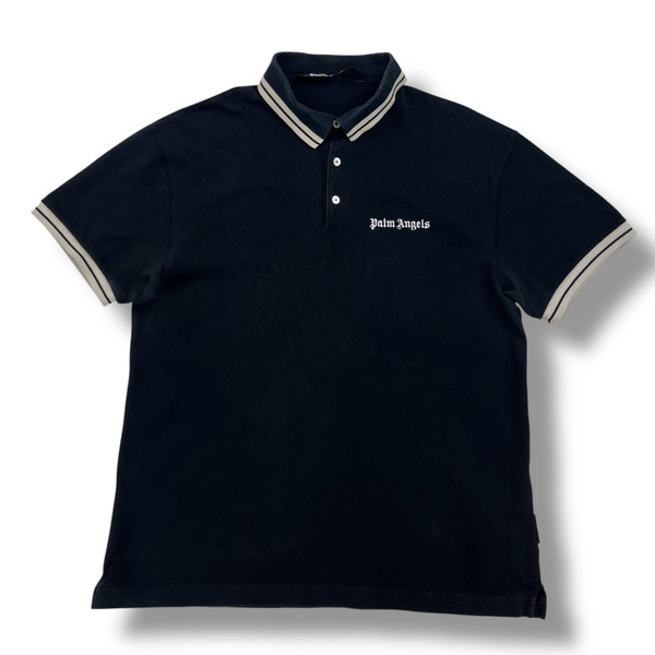 Palm Angels Embroidered Logo Black Polo Shirt 