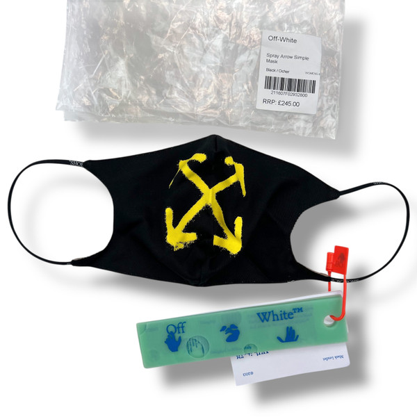 Off-White Yellow Spray Arrows Face Mask 