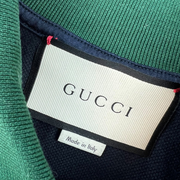 Gucci Web Collar Navy Polo Shirt
