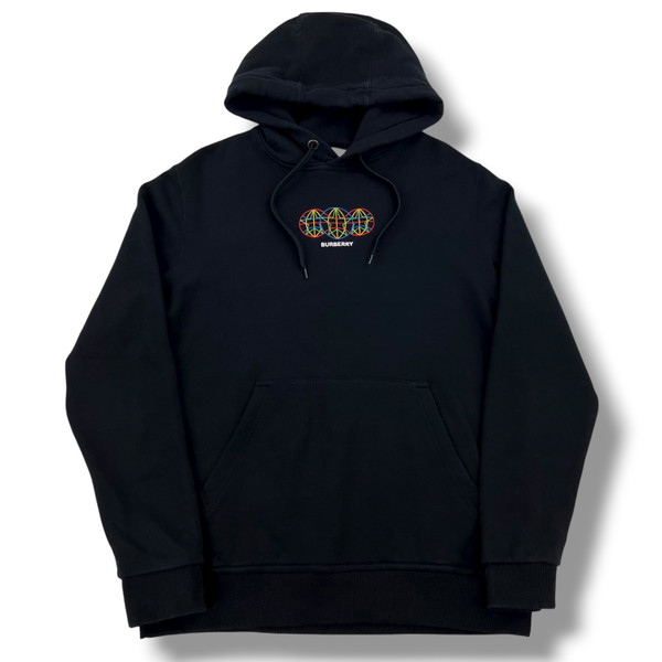 Burberry Globe Embroidered Black Hoodie 