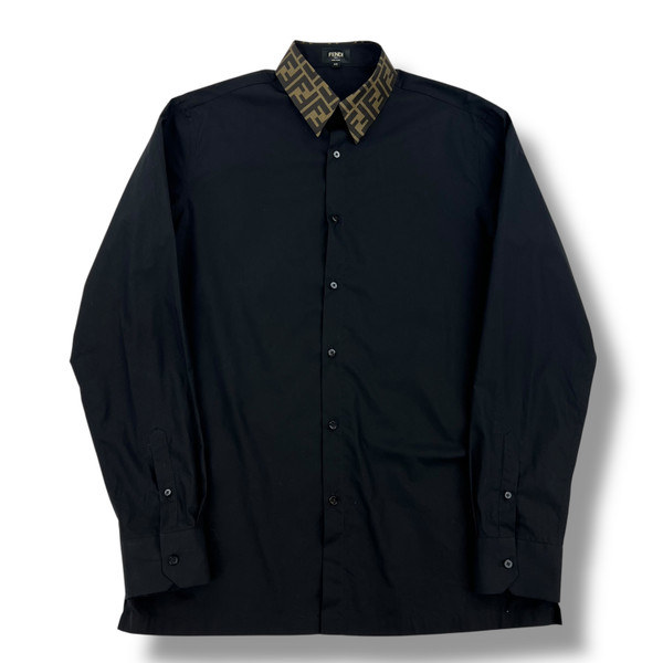 Fendi FF Collar Black Dress Shirt
