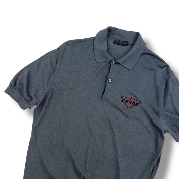 Prada Grey Knitted Polo Shirt 